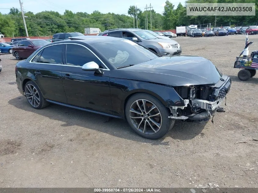 WAUC4AF42JA003508 2018 Audi S4 3.0T Premium Plus