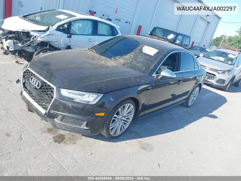 2018 Audi S4 3.0T Premium Plus VIN: WAUC4AF4XJA002297 Lot: 40265544