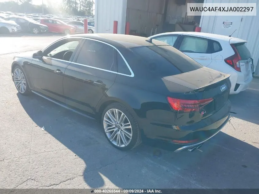 2018 Audi S4 3.0T Premium Plus VIN: WAUC4AF4XJA002297 Lot: 40265544