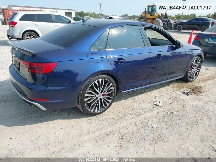 2018 Audi S4 Premium Plus VIN: WAUB4AF49JA001797 Lot: 40322662