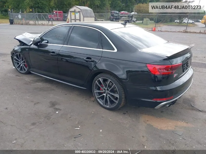 2018 Audi S4 3.0T Premium Plus VIN: WAUB4AF48JA001273 Lot: 40330833