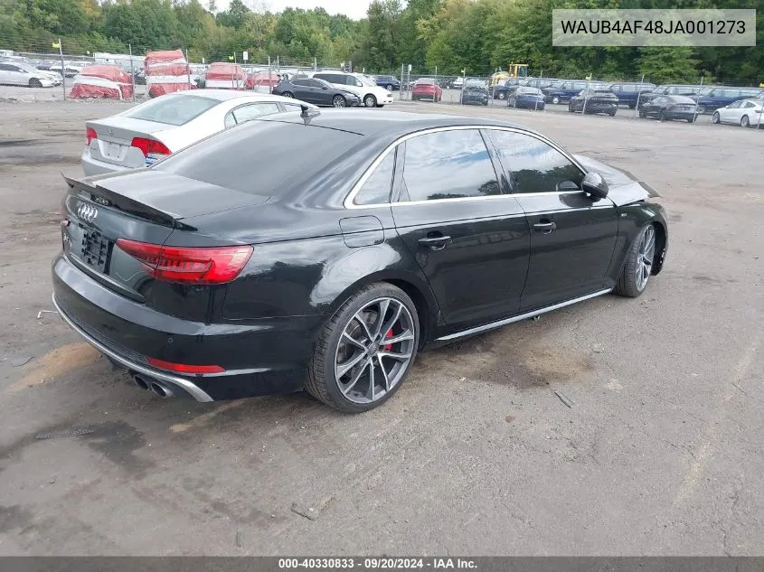 WAUB4AF48JA001273 2018 Audi S4 3.0T Premium Plus