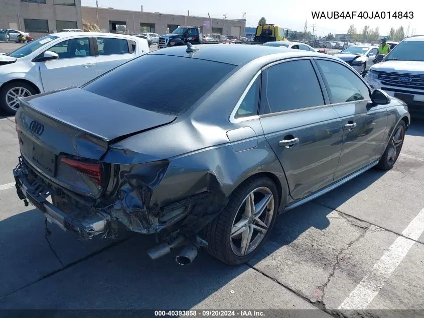 2018 Audi S4 3.0T Premium Plus VIN: WAUB4AF40JA014843 Lot: 40393858