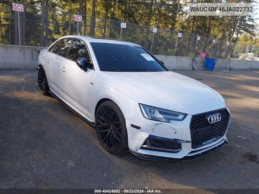 2018 Audi S4 3.0T Premium Plus VIN: WAUC4BF46JA022732 Lot: 40424852