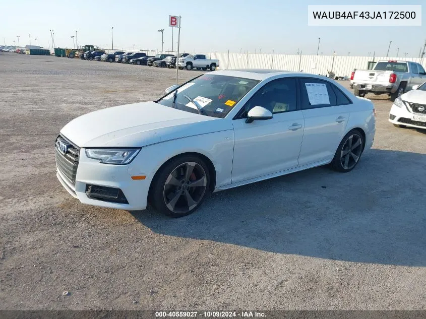 WAUB4AF43JA172500 2018 Audi S4 Premium Plus