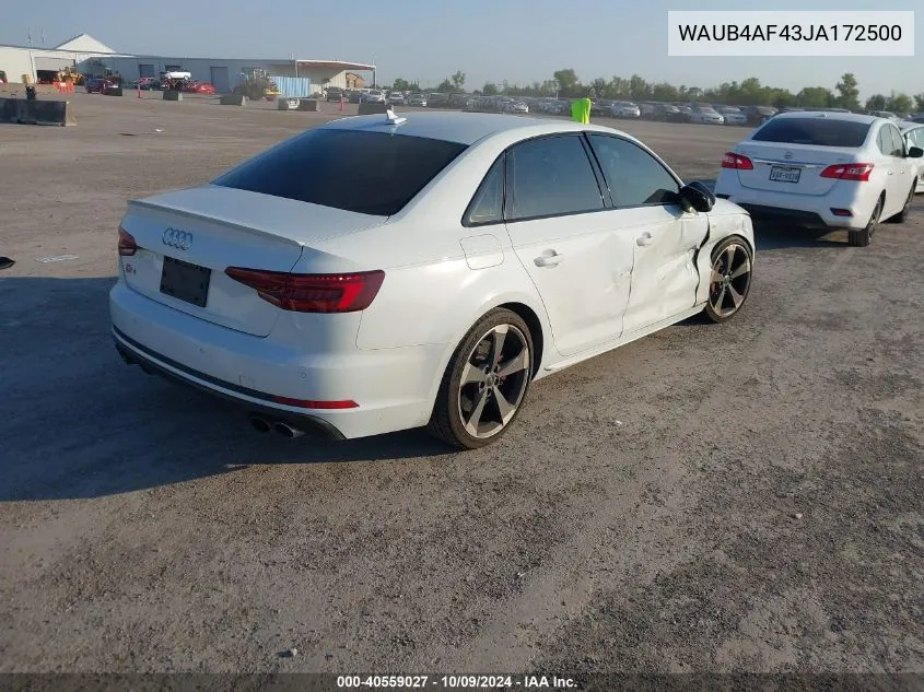 WAUB4AF43JA172500 2018 Audi S4 Premium Plus