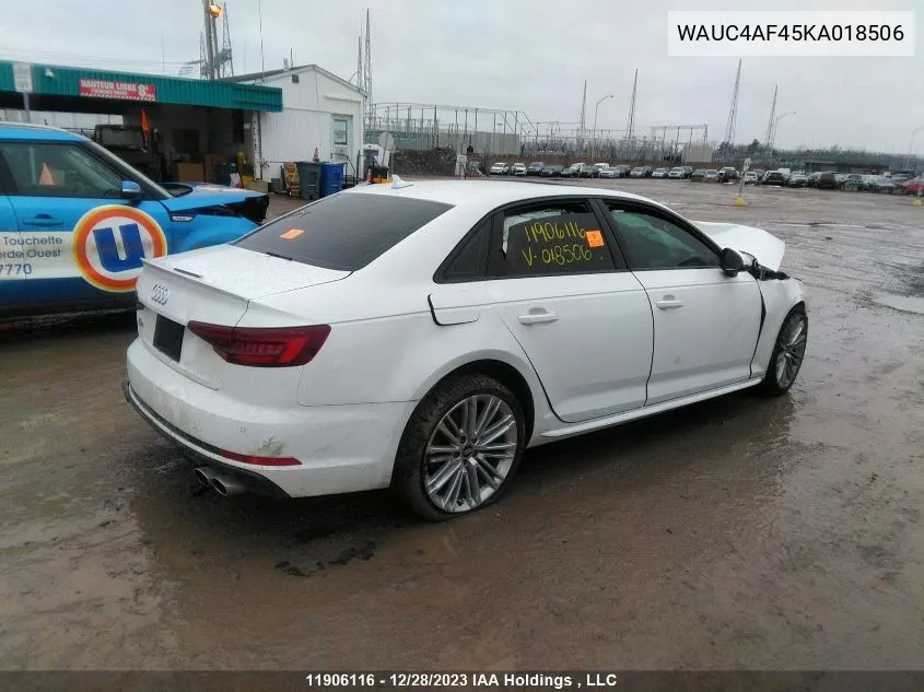 WAUC4AF45KA018506 2019 Audi S4 Sedan