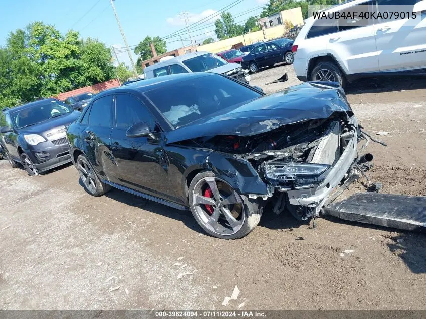 2019 Audi S4 3.0T Premium VIN: WAUB4AF40KA079015 Lot: 39824094