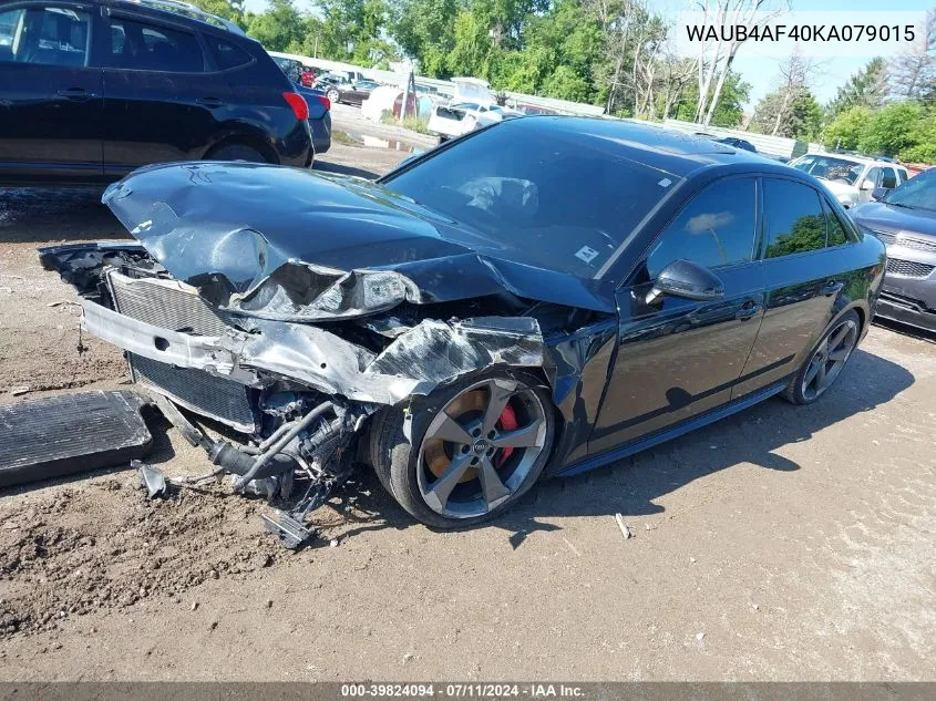 2019 Audi S4 3.0T Premium VIN: WAUB4AF40KA079015 Lot: 39824094