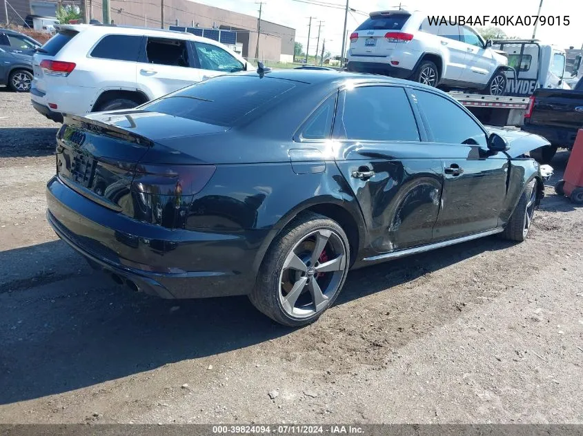 2019 Audi S4 3.0T Premium VIN: WAUB4AF40KA079015 Lot: 39824094