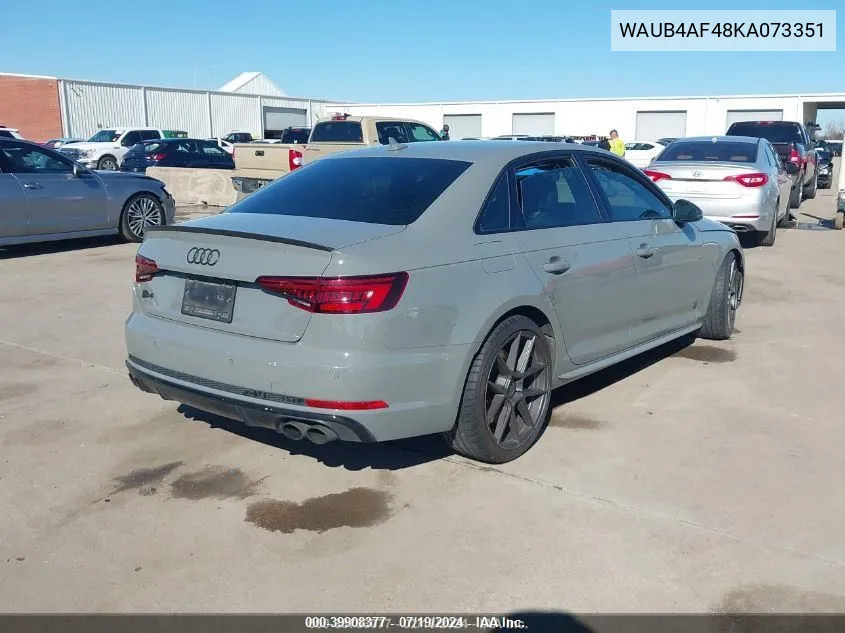 2019 Audi S4 3.0T Premium VIN: WAUB4AF48KA073351 Lot: 39908377