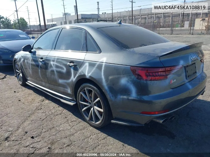 2019 Audi S4 3.0T Premium VIN: WAUC4AF45KA108819 Lot: 40235996