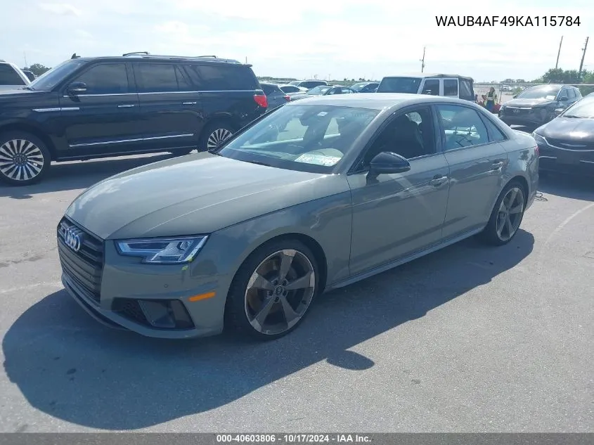 2019 Audi S4 Premium Plus VIN: WAUB4AF49KA115784 Lot: 40603806