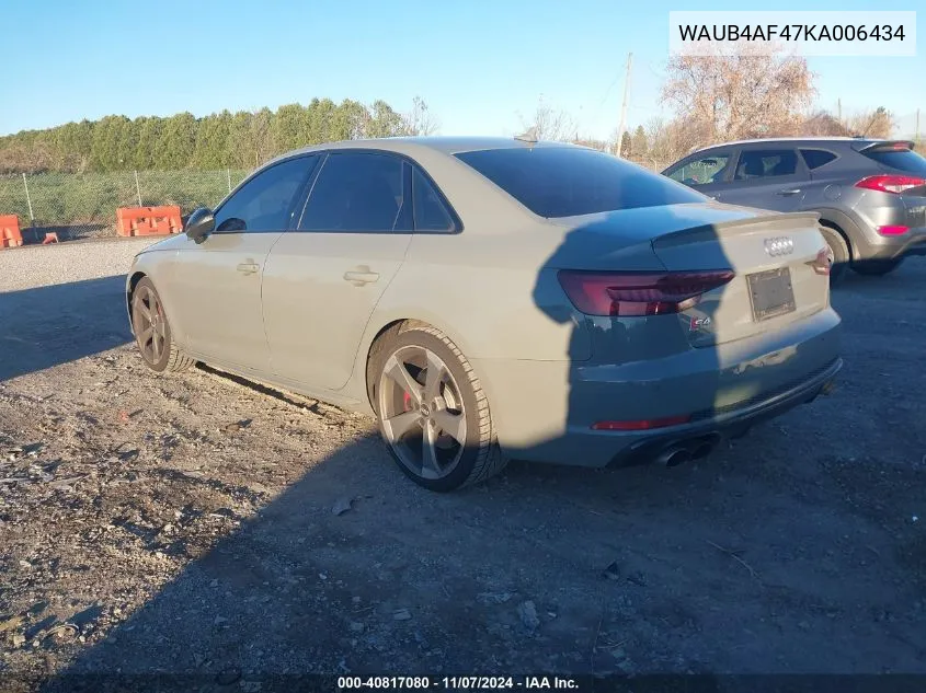 2019 Audi S4 3.0T Premium VIN: WAUB4AF47KA006434 Lot: 40817080