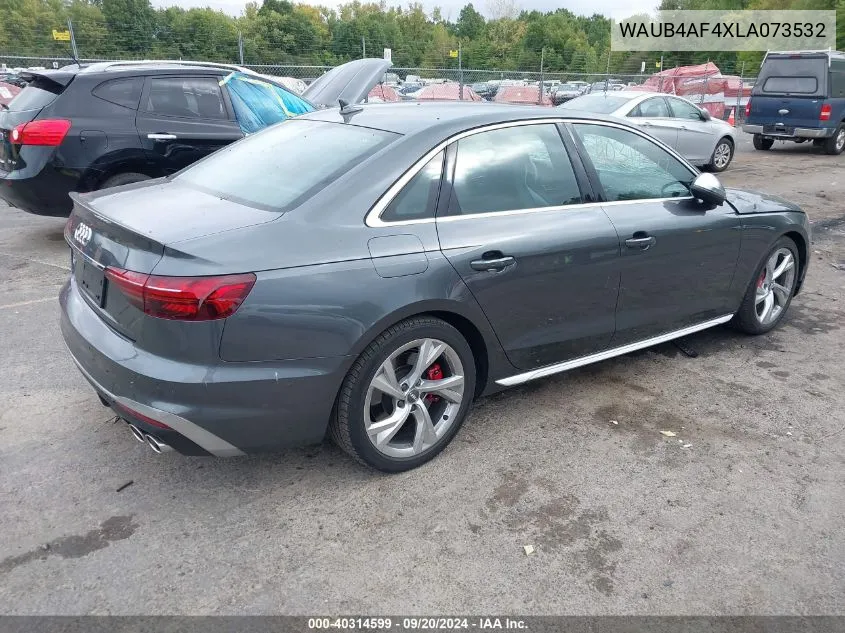 2020 Audi S4 Premium Plus Tfsi Quattro Tiptronic VIN: WAUB4AF4XLA073532 Lot: 40314599