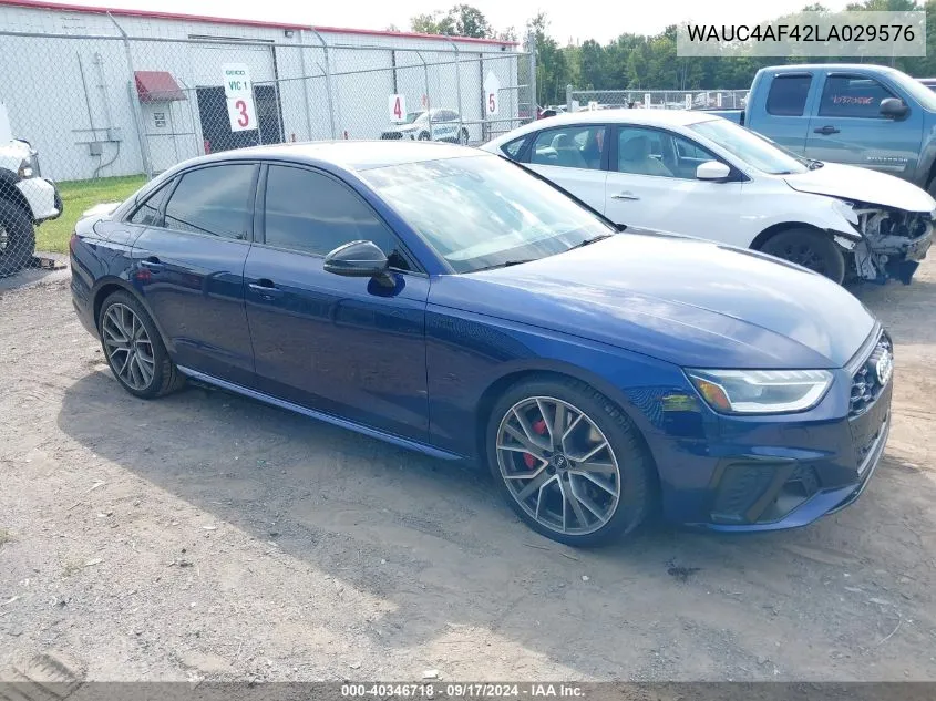 2020 Audi S4 Prestige Tfsi Quattro Tiptronic VIN: WAUC4AF42LA029576 Lot: 40346718