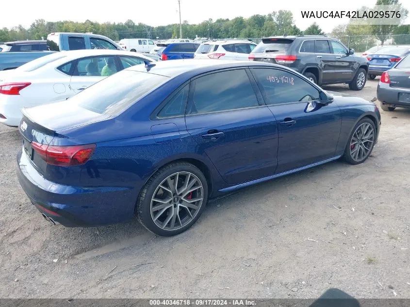 2020 Audi S4 Prestige Tfsi Quattro Tiptronic VIN: WAUC4AF42LA029576 Lot: 40346718