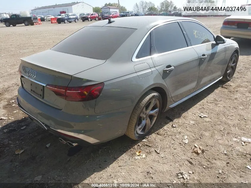 2021 Audi S4 Premium Plus Tfsi Quattro Tiptronic VIN: WAUB4AF44MA037496 Lot: 40551310