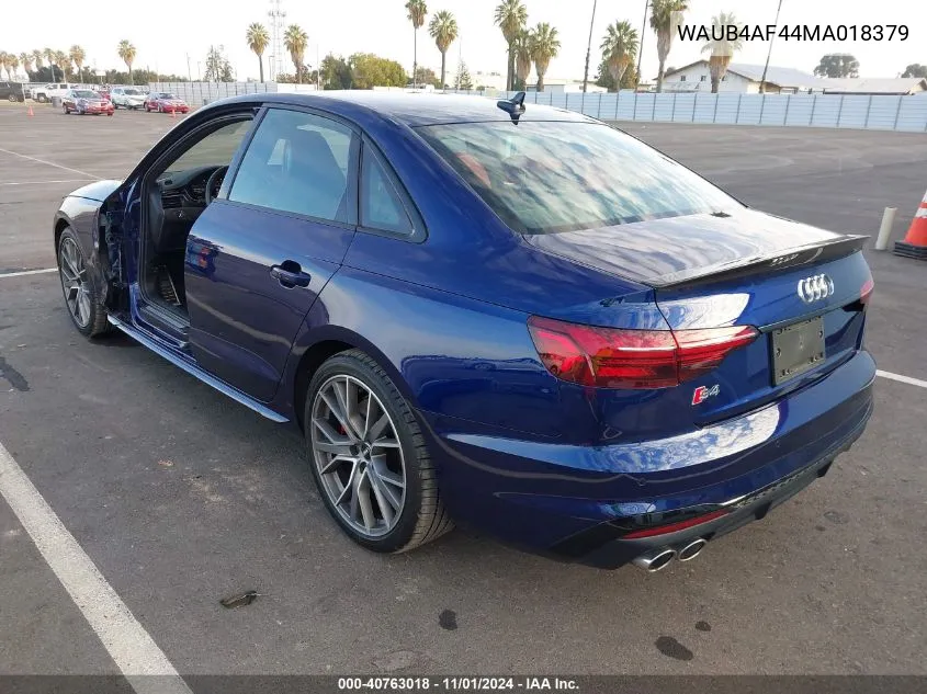 2021 Audi S4 Premium Plus Tfsi Quattro Tiptronic VIN: WAUB4AF44MA018379 Lot: 40763018