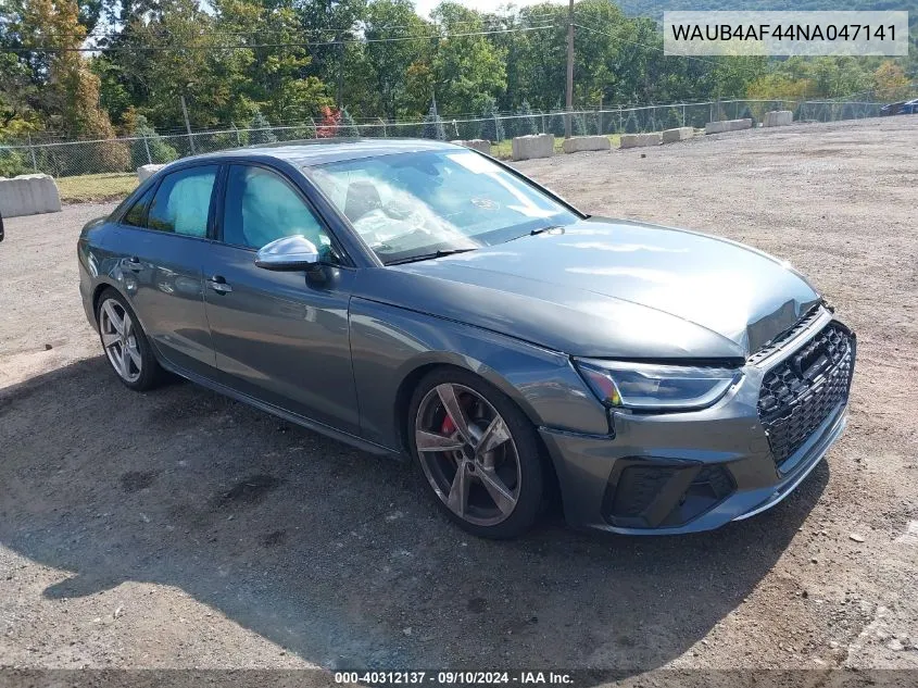 2022 Audi S4 Premium Plus Tfsi Quattro Tiptronic VIN: WAUB4AF44NA047141 Lot: 40312137