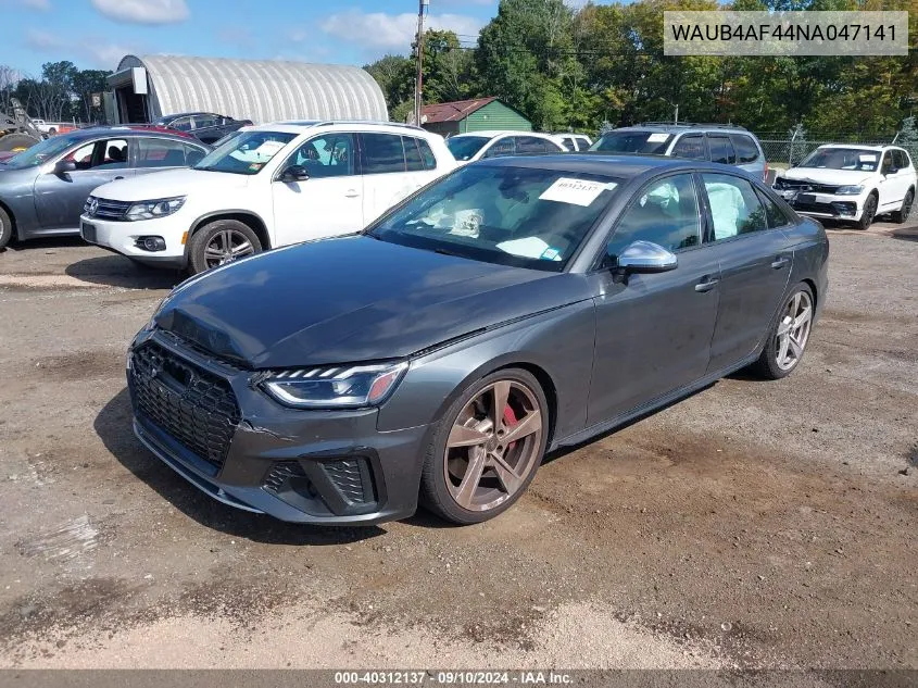 WAUB4AF44NA047141 2022 Audi S4 Premium Plus Tfsi Quattro Tiptronic