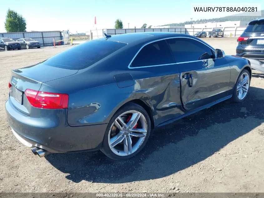 WAURV78T88A040281 2008 Audi S5 4.2L