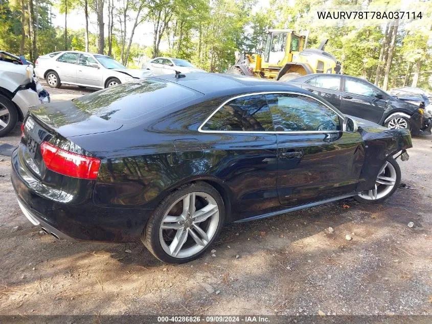 2008 Audi S5 4.2L VIN: WAURV78T78A037114 Lot: 40286826