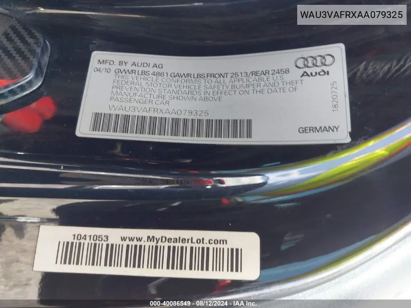 WAU3VAFRXAA079325 2010 Audi S5 4.2 Premium Plus