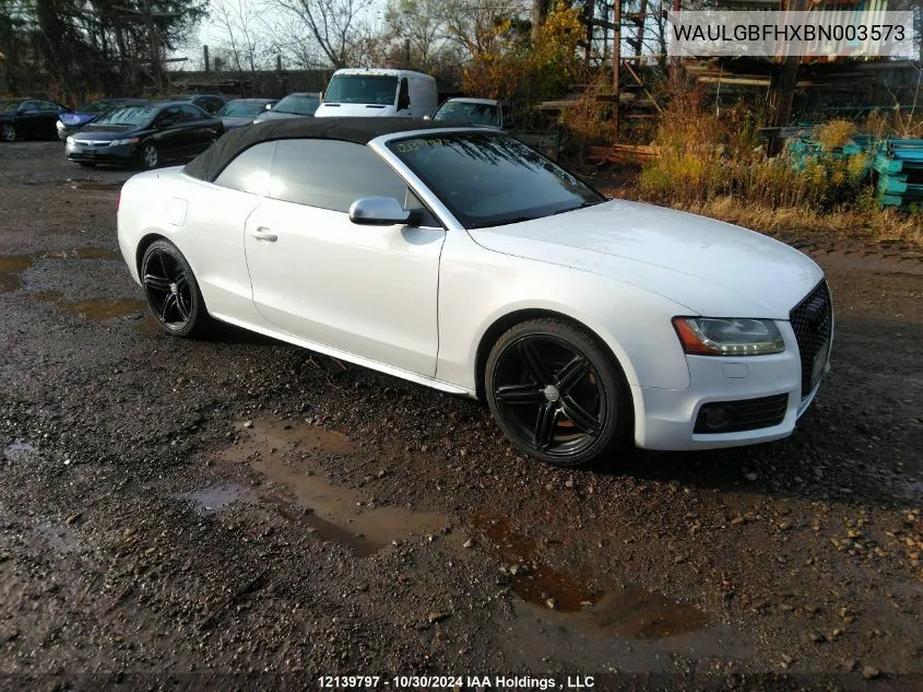 2011 Audi S5 VIN: WAULGBFHXBN003573 Lot: 12139797