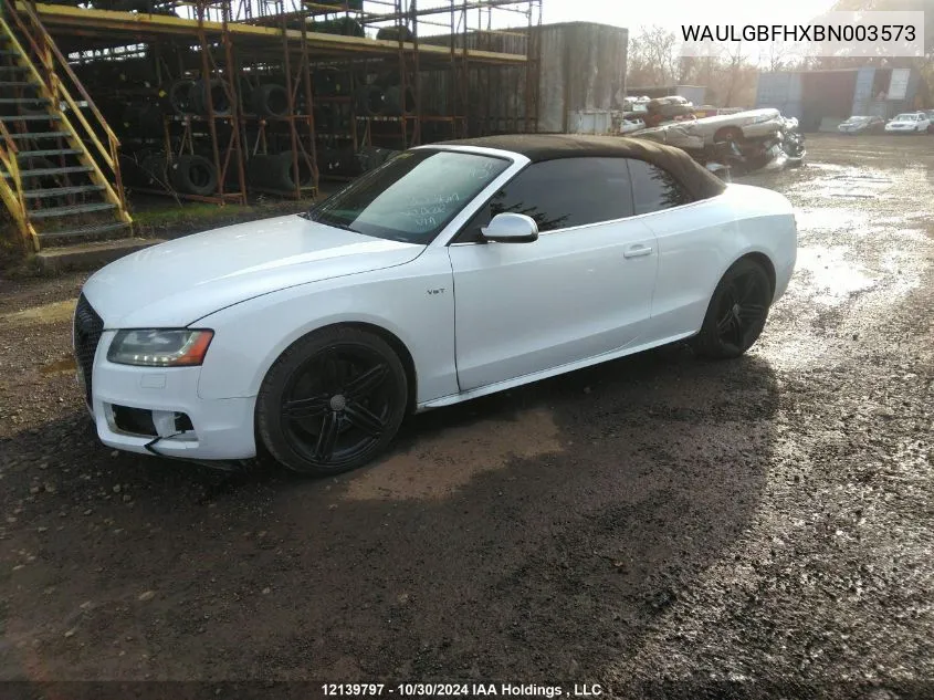 2011 Audi S5 VIN: WAULGBFHXBN003573 Lot: 12139797