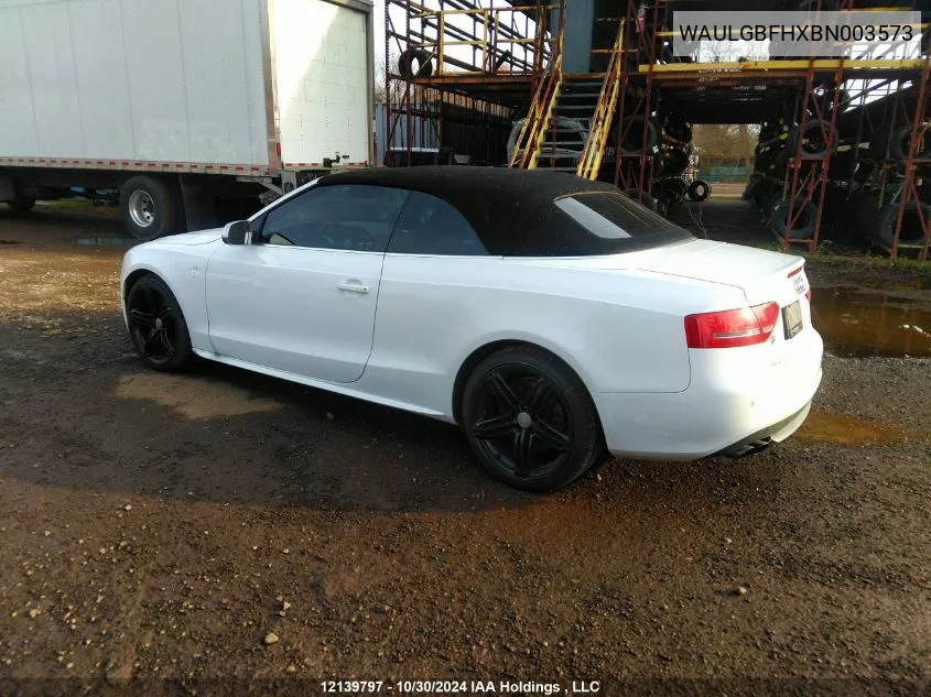 2011 Audi S5 VIN: WAULGBFHXBN003573 Lot: 12139797