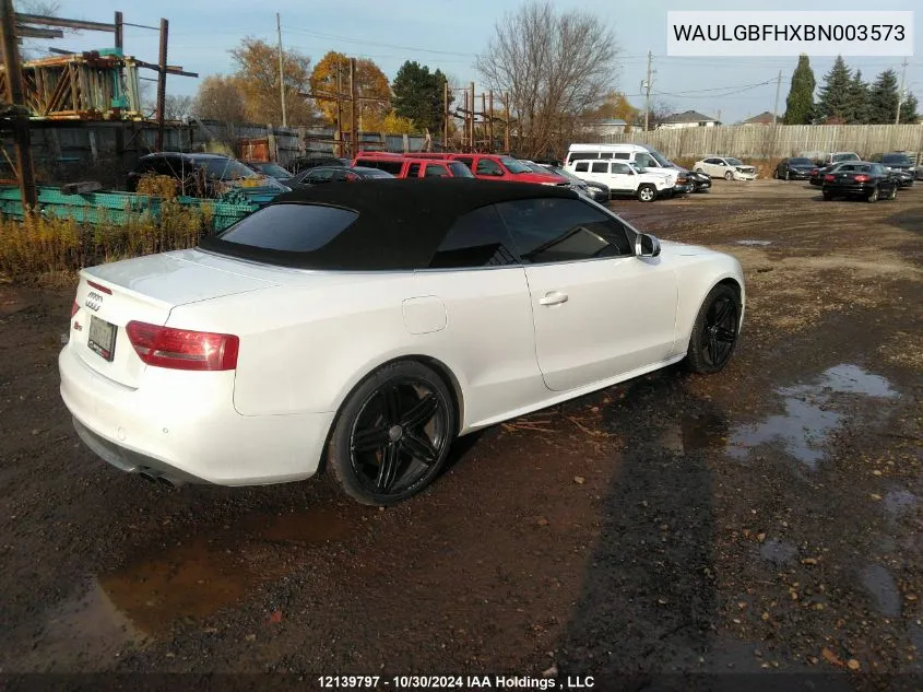 2011 Audi S5 VIN: WAULGBFHXBN003573 Lot: 12139797