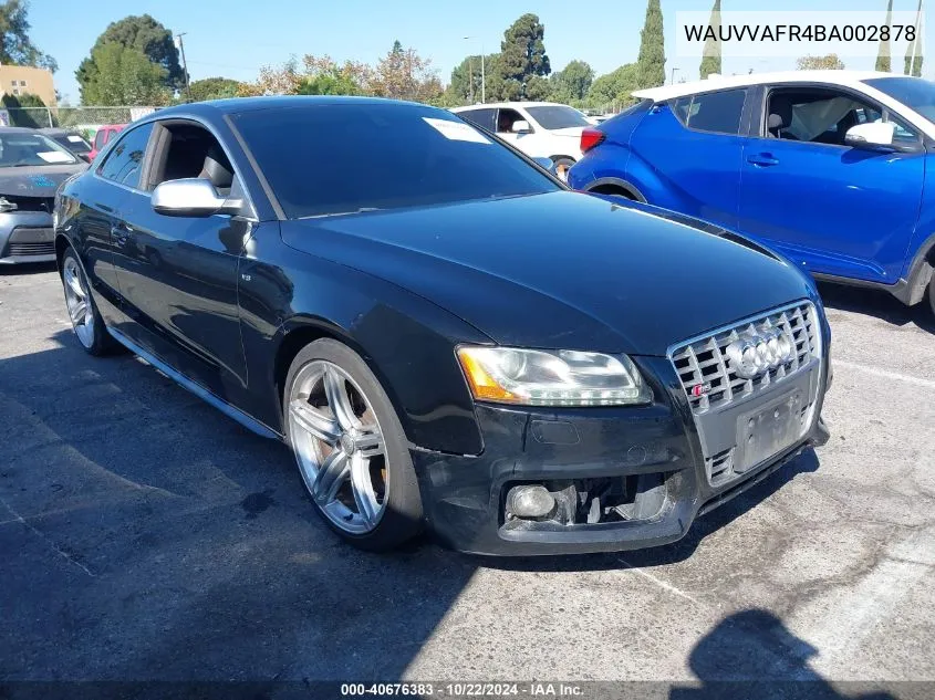 2011 Audi S5 4.2 Premium Plus VIN: WAUVVAFR4BA002878 Lot: 40676383