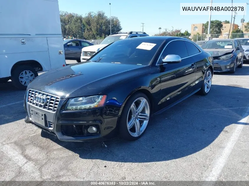 2011 Audi S5 4.2 Premium Plus VIN: WAUVVAFR4BA002878 Lot: 40676383