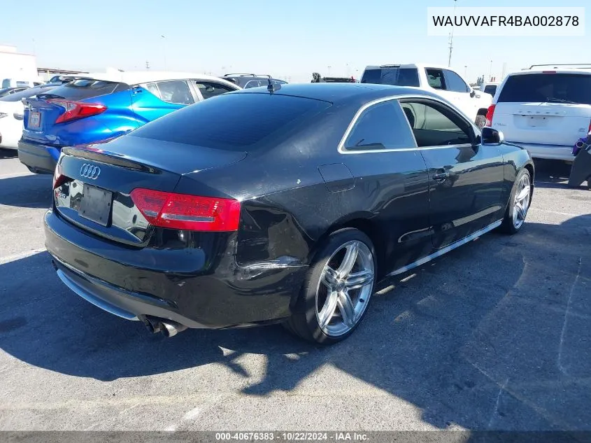 WAUVVAFR4BA002878 2011 Audi S5 4.2 Premium Plus