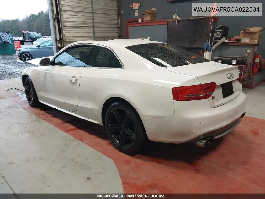 2012 Audi S5 4.2 Premium Plus VIN: WAUCVAFR5CA022534 Lot: 39676853