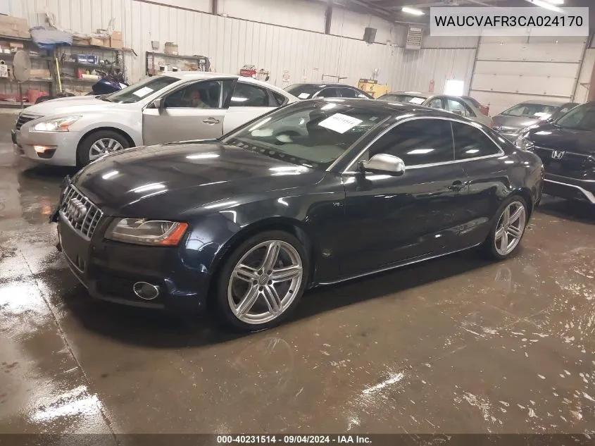 2012 Audi S5 4.2 Premium Plus VIN: WAUCVAFR3CA024170 Lot: 40231514