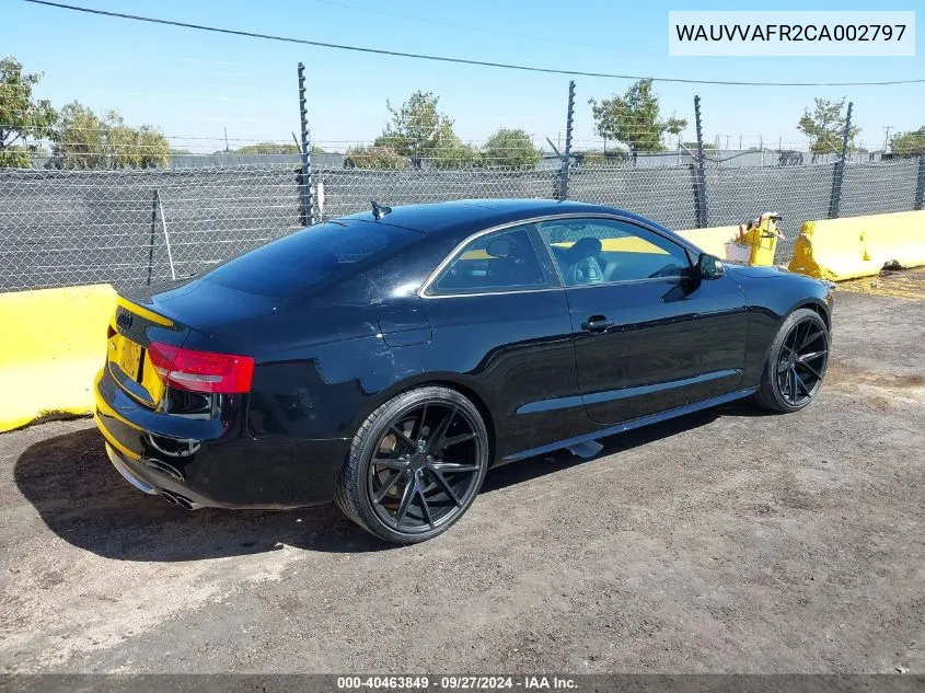 2012 Audi S5 4.2 Premium Plus VIN: WAUVVAFR2CA002797 Lot: 40463849