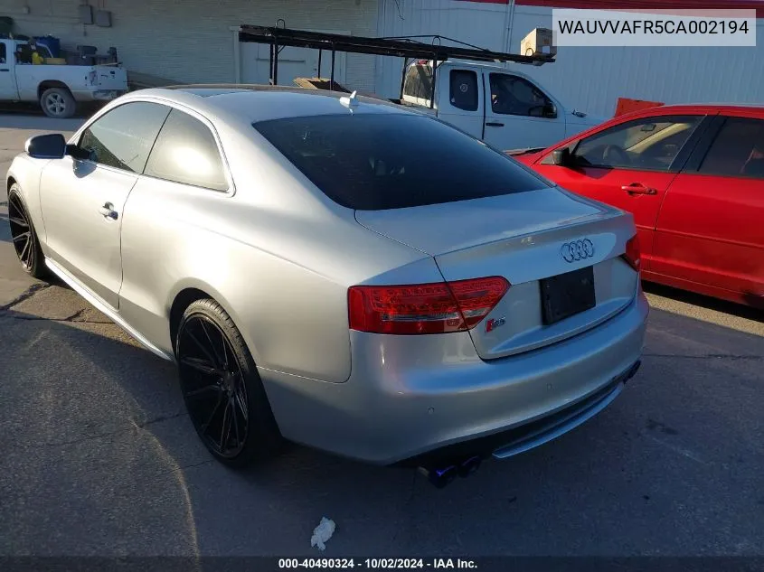 WAUVVAFR5CA002194 2012 Audi S5 4.2 Premium Plus