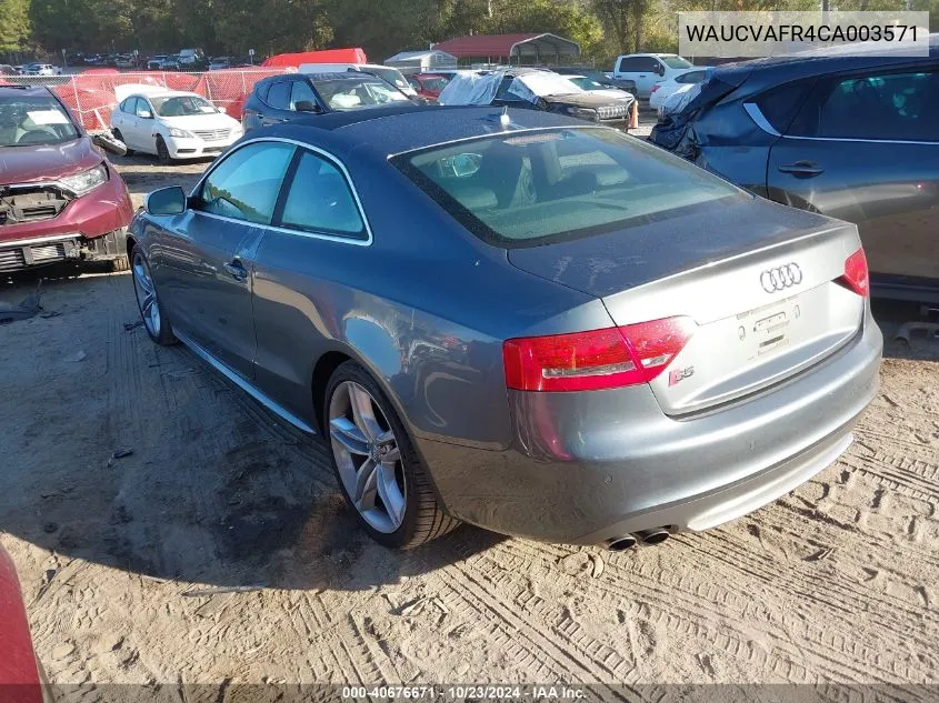 2012 Audi S5 4.2 Premium Plus VIN: WAUCVAFR4CA003571 Lot: 40676671