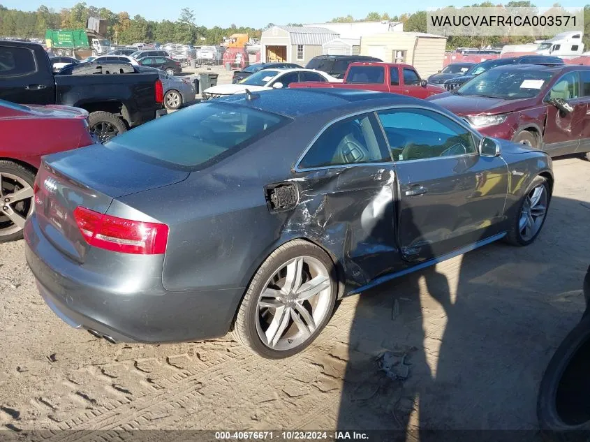 2012 Audi S5 4.2 Premium Plus VIN: WAUCVAFR4CA003571 Lot: 40676671