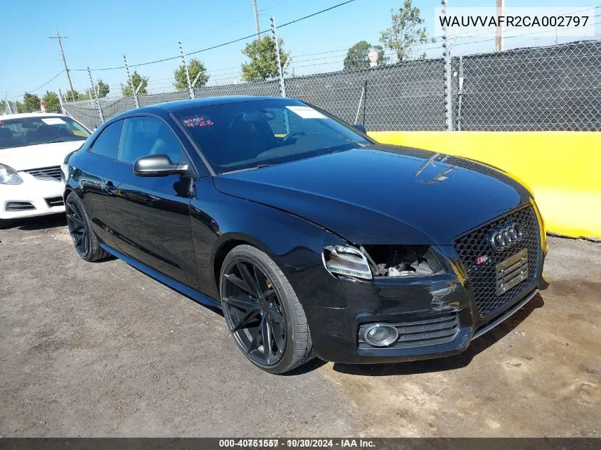 2012 Audi S5 4.2 Premium Plus VIN: WAUVVAFR2CA002797 Lot: 40751557