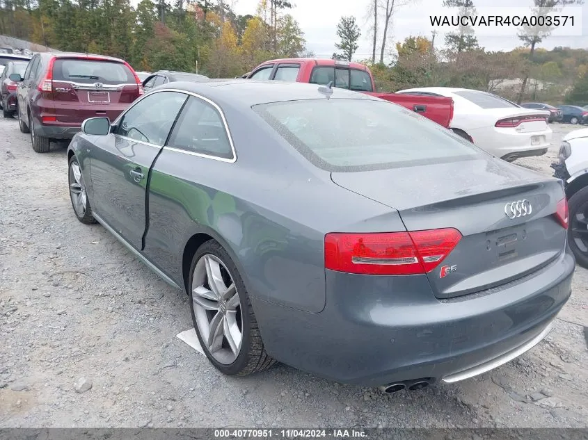 2012 Audi S5 4.2 Premium Plus VIN: WAUCVAFR4CA003571 Lot: 40770951