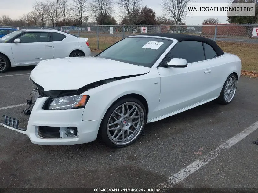 2012 Audi S5 3.0 Premium Plus VIN: WAUCGAFH8CN001882 Lot: 40843411