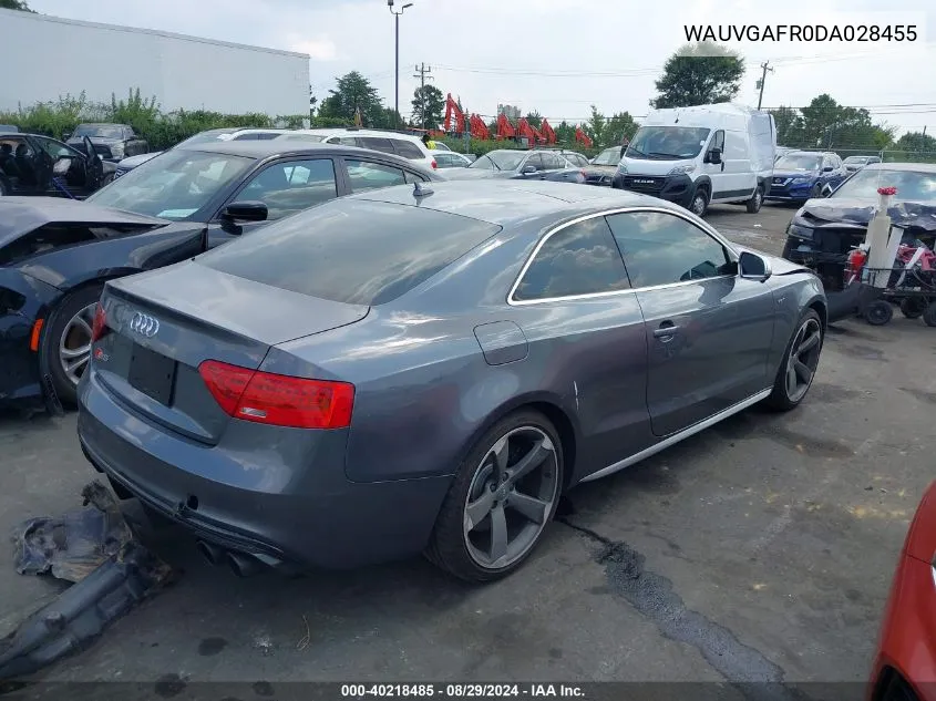 2013 Audi S5 3.0T Premium Plus VIN: WAUVGAFR0DA028455 Lot: 40218485