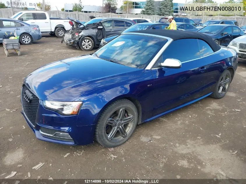 2014 Audi S5 VIN: WAULGBFH7EN008010 Lot: 12114898