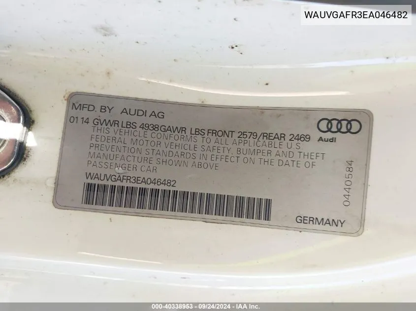 WAUVGAFR3EA046482 2014 Audi S5 3.0T Premium Plus