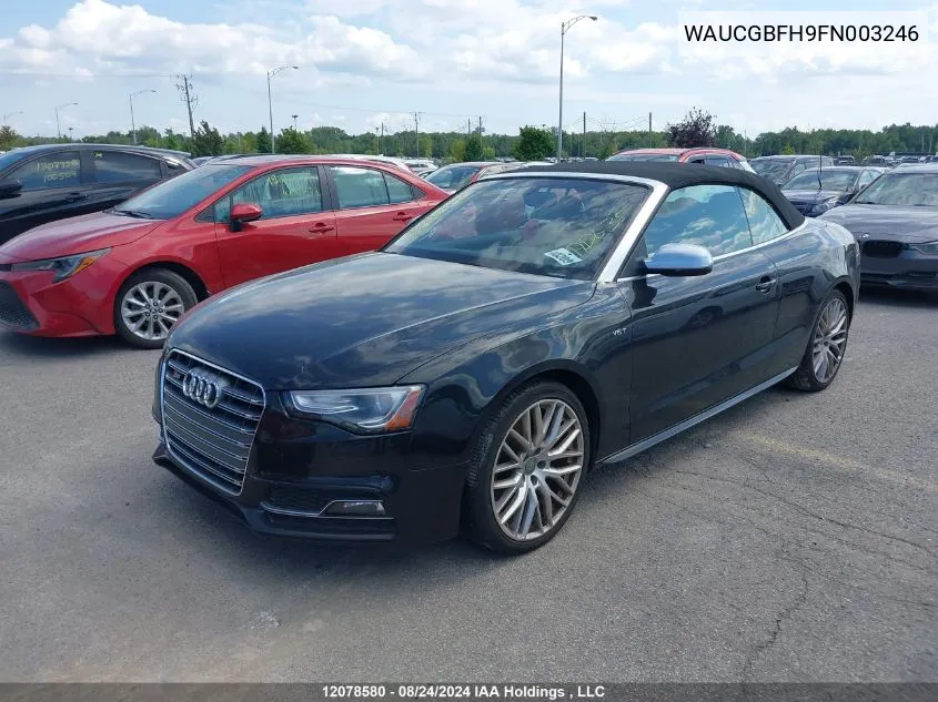 2015 Audi S5 Progressiv VIN: WAUCGBFH9FN003246 Lot: 12078580