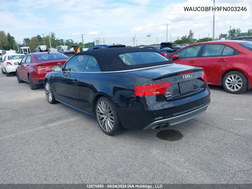 2015 Audi S5 Progressiv VIN: WAUCGBFH9FN003246 Lot: 12078580