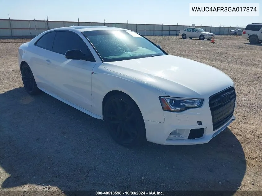 2016 Audi S5 3.0T Premium Plus VIN: WAUC4AFR3GA017874 Lot: 40513598